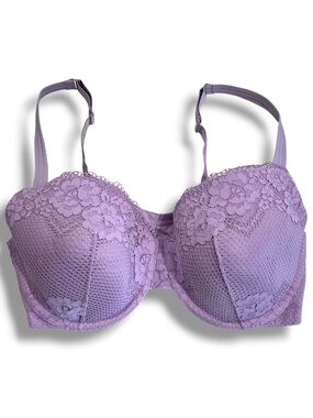 Ambrielle Lace Balconette Underwire Adjustable Strap Bra 38DD Lilac Purple